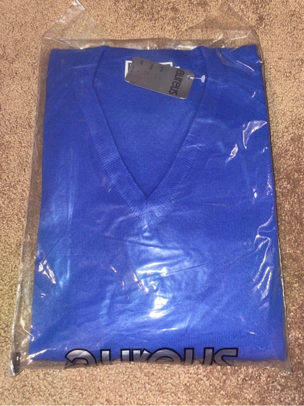 Men's Vintage V-Neck Sweater in Royal Blue